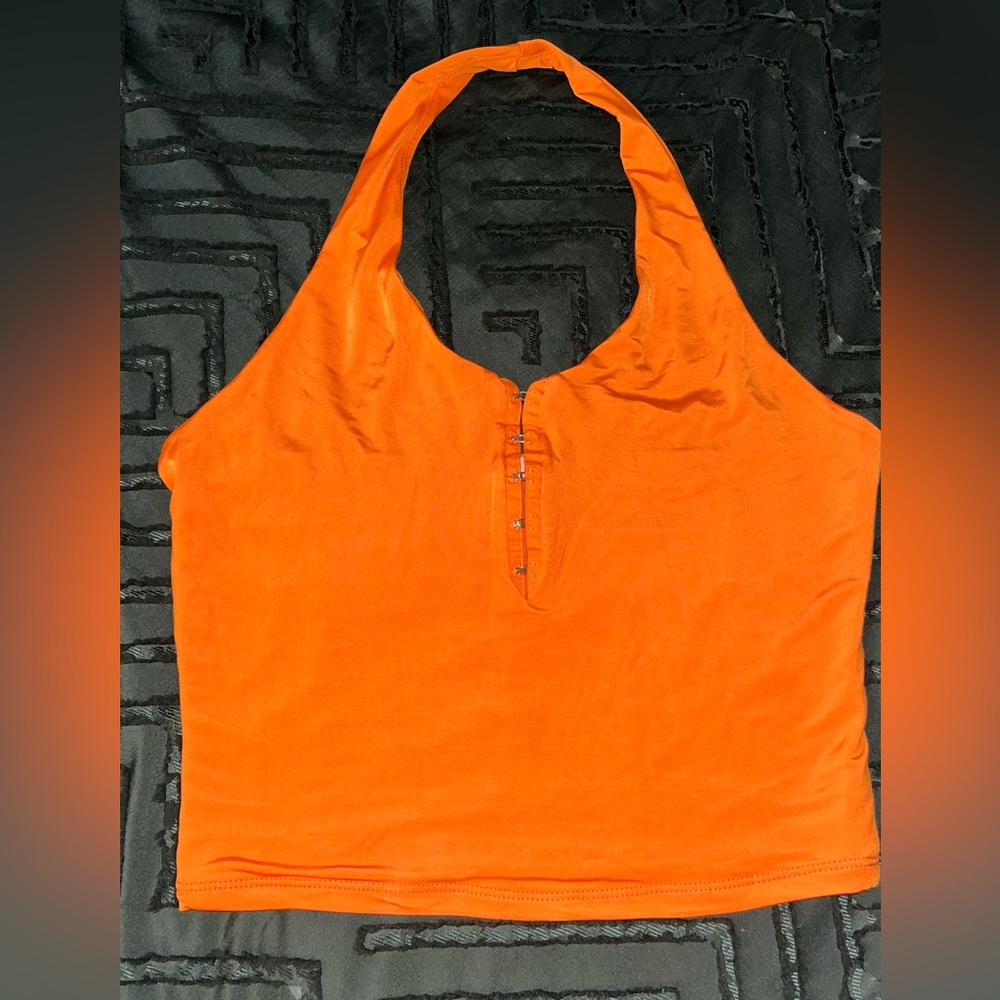 Orange Halter Crop Top